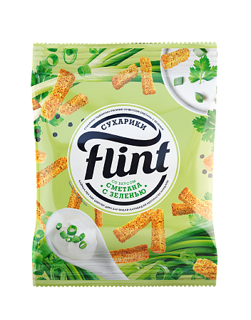 Сухарики пшенично-ржаные ТМ "Flint" со вкусом сметаны с зеленью 60 г